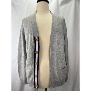 Grandpa Grandma Core Preppy Button Grey Wool Blend Cardigan Sweater ,Men's  XL